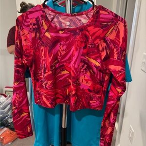 All in Motion Vibrant Red and Pink Swim Coverup